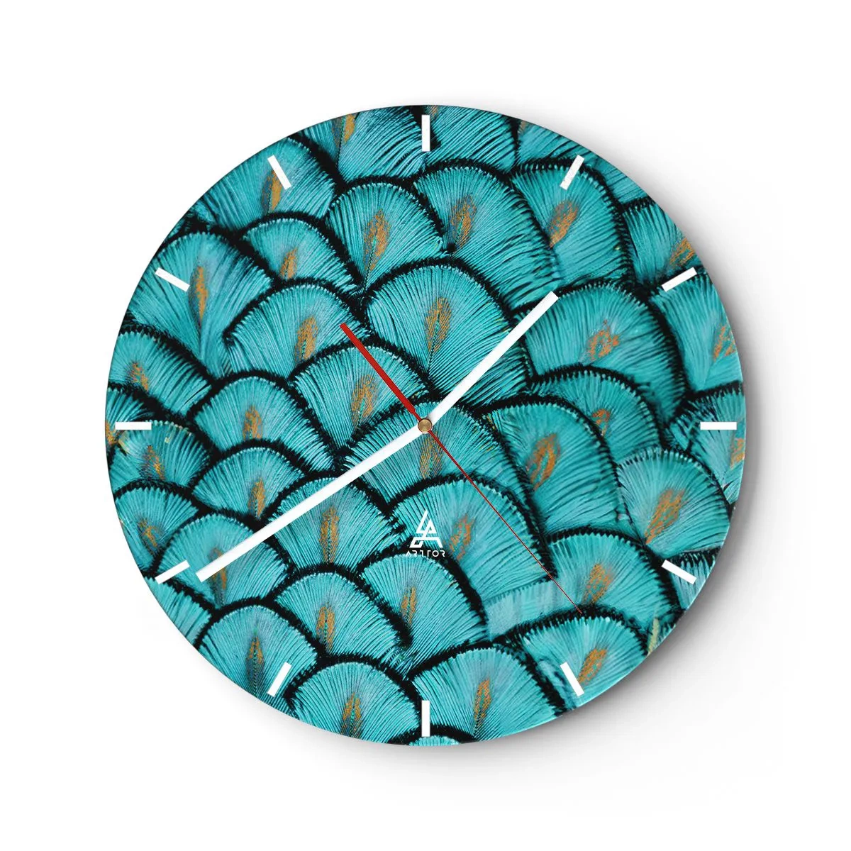 Wall clock - Clock on glass - Great Feather Gala - 40x40 cm