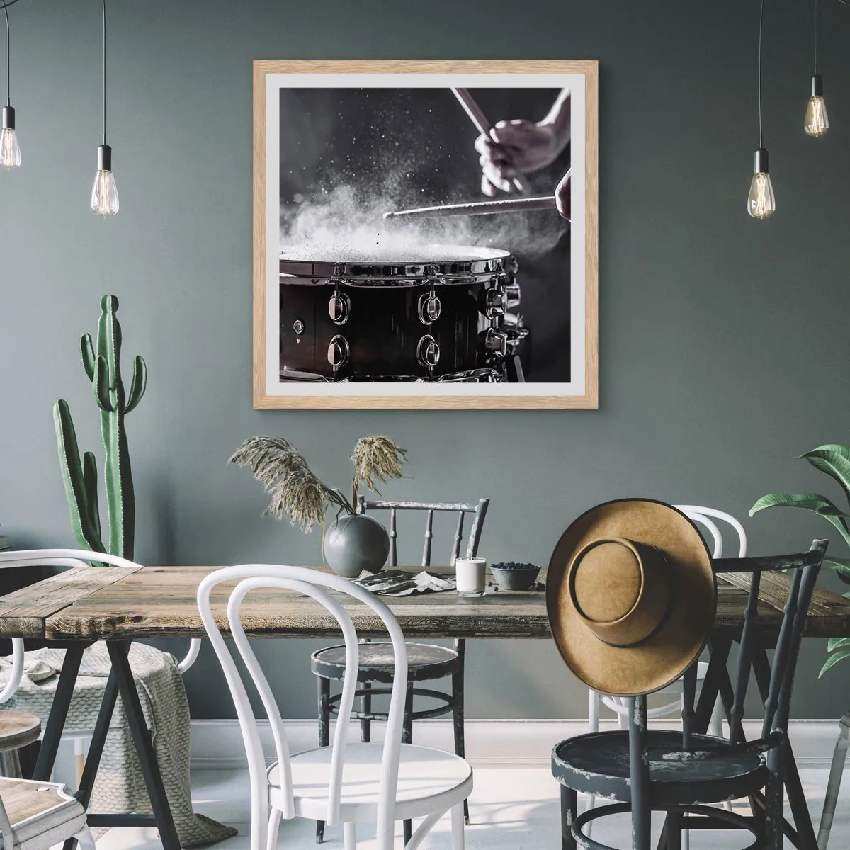 Poster in light oak frame - Pulse of Music - 30x30 cm