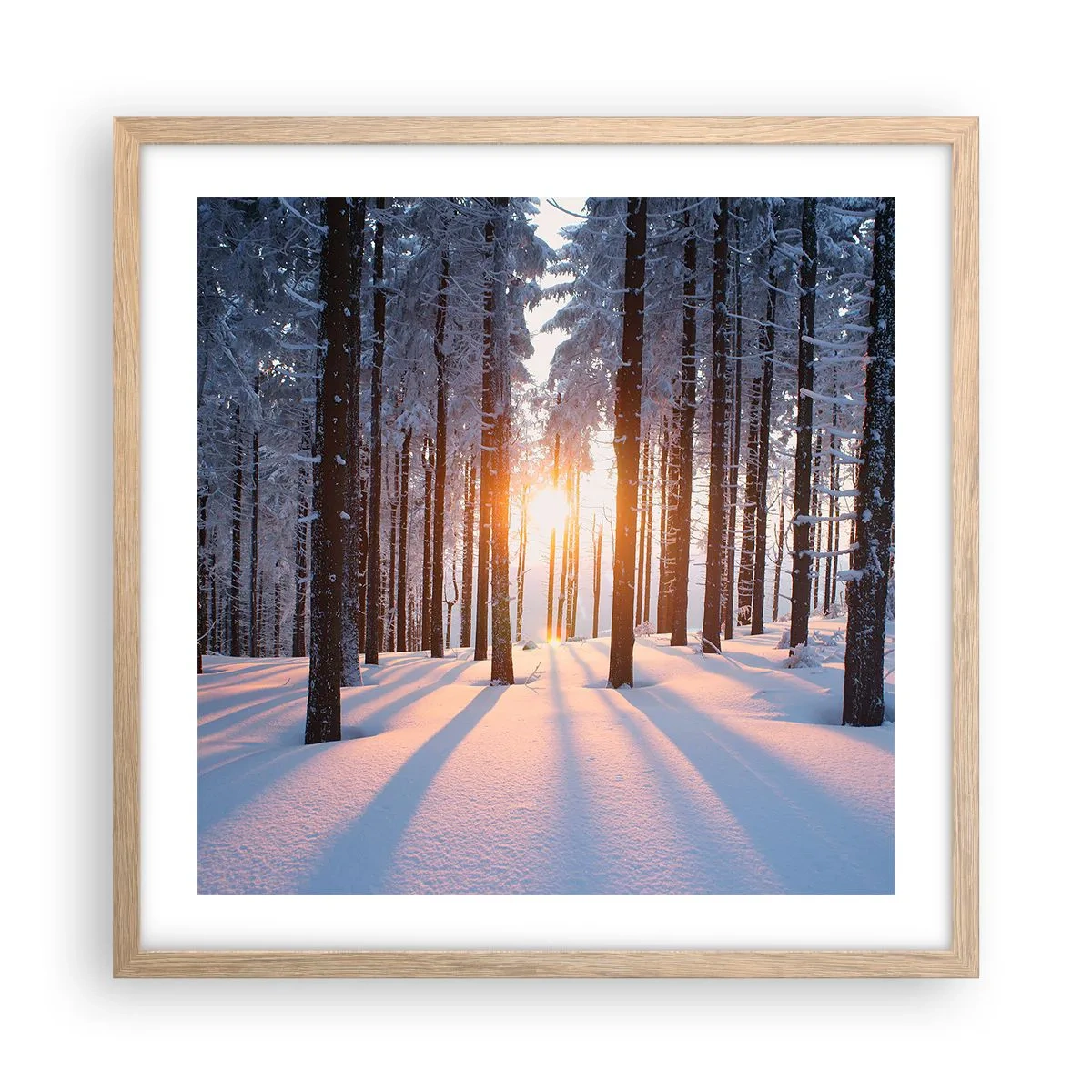 Poster in light oak frame - Clearly Black on White - 50x50 cm