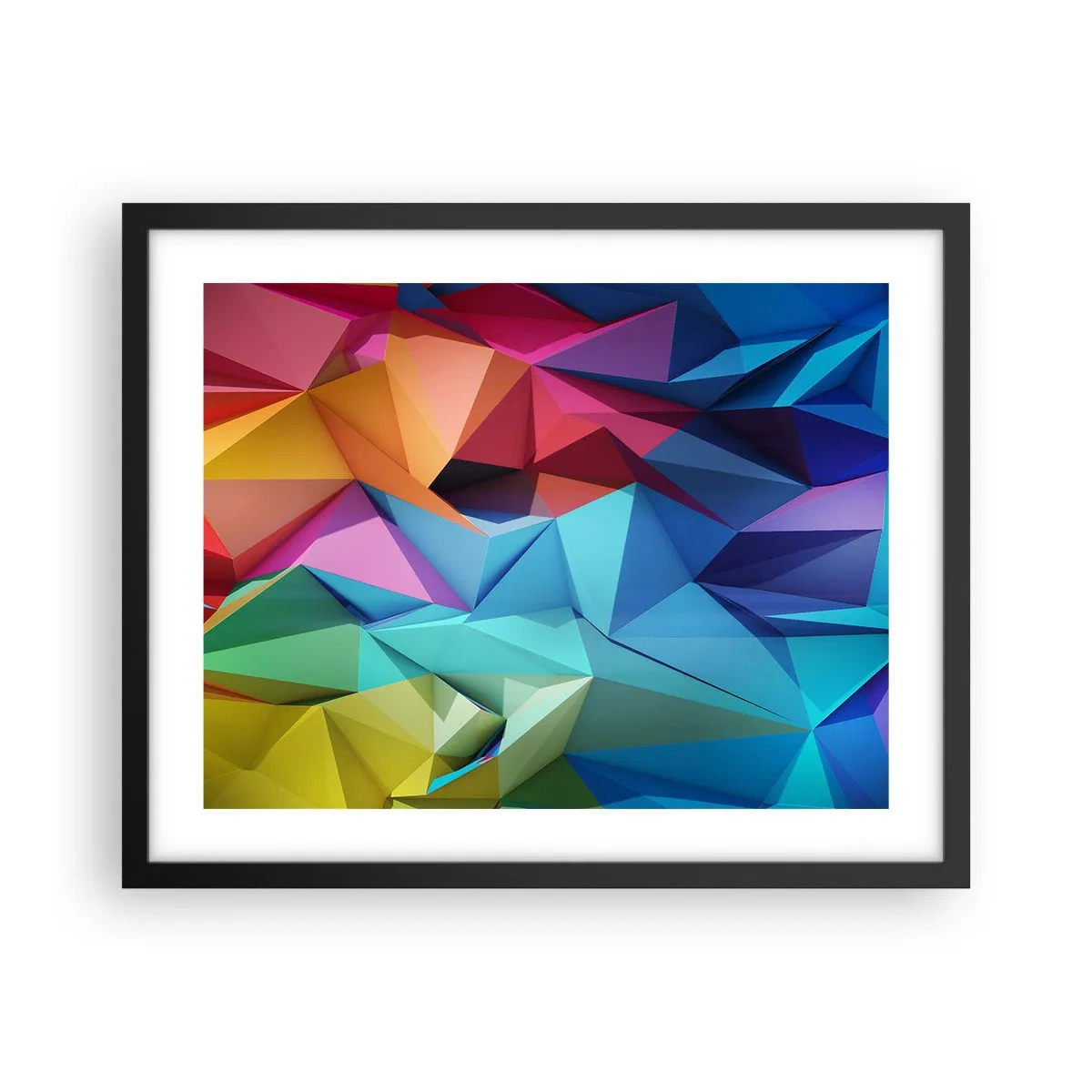 Poster in black frame - Rainbow Origami - 50x40 cm