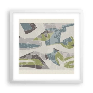 Poster in white frmae - Composition with Window Pane - 40x40 cm