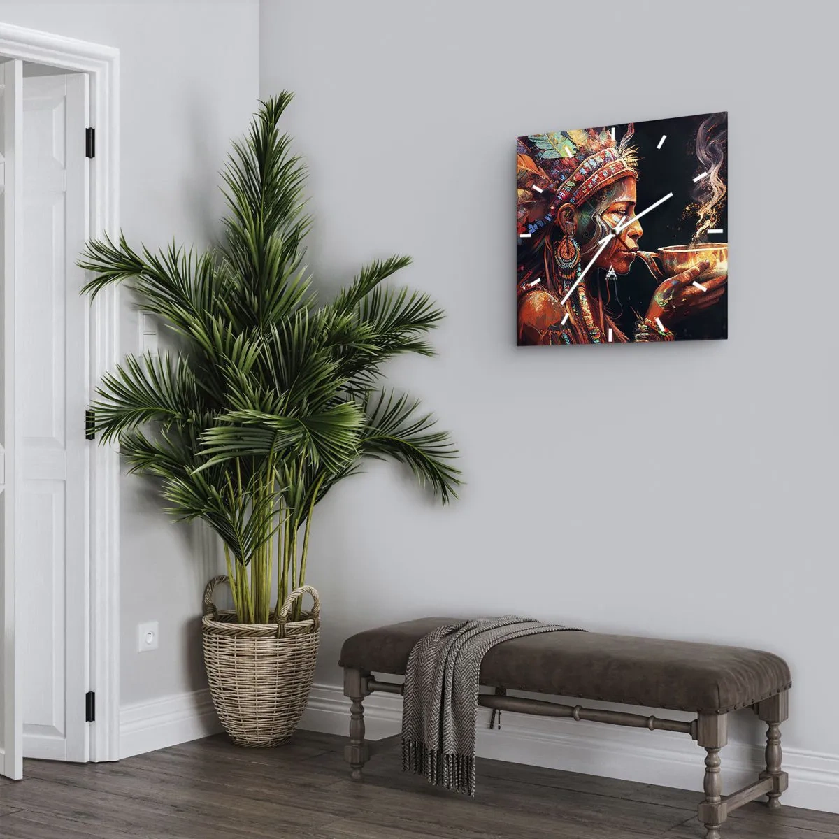 Wall clock - Clock on glass - Magical Ritual - 30x30 cm