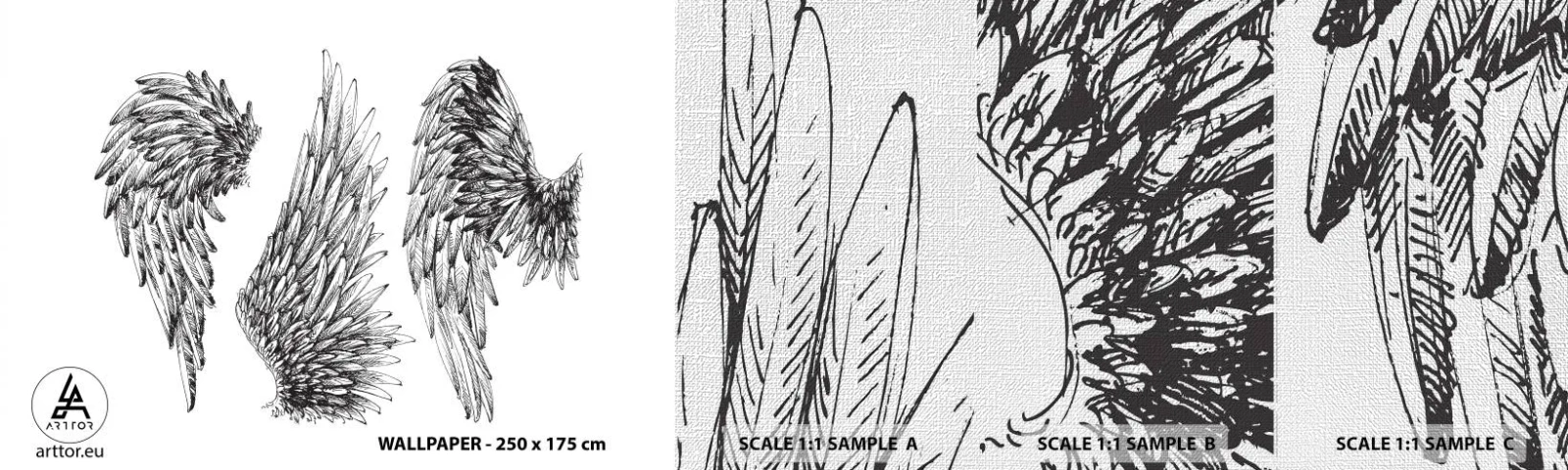 Photo Wallpaper Sample Premium Canvas - You Can Be an Angel - Bird feather, Wings, Graphics - 100x30 cm