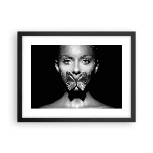 Poster in black frame - Butterfly Kiss - 40x30 cm