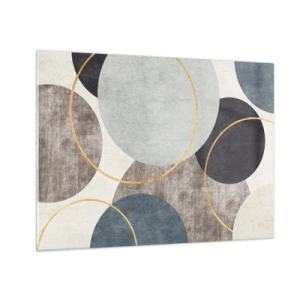 Glass picture - A composition of circles in subdued colors - 70x50cm - Wheel after Wheel - Modern wall decoration for the living room and bedroom ARTTOR