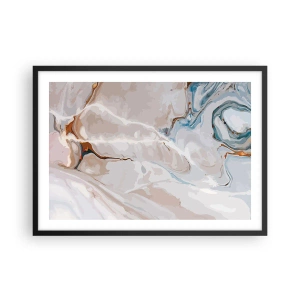Poster in black frame - Blue Meanders under White - 70x50 cm