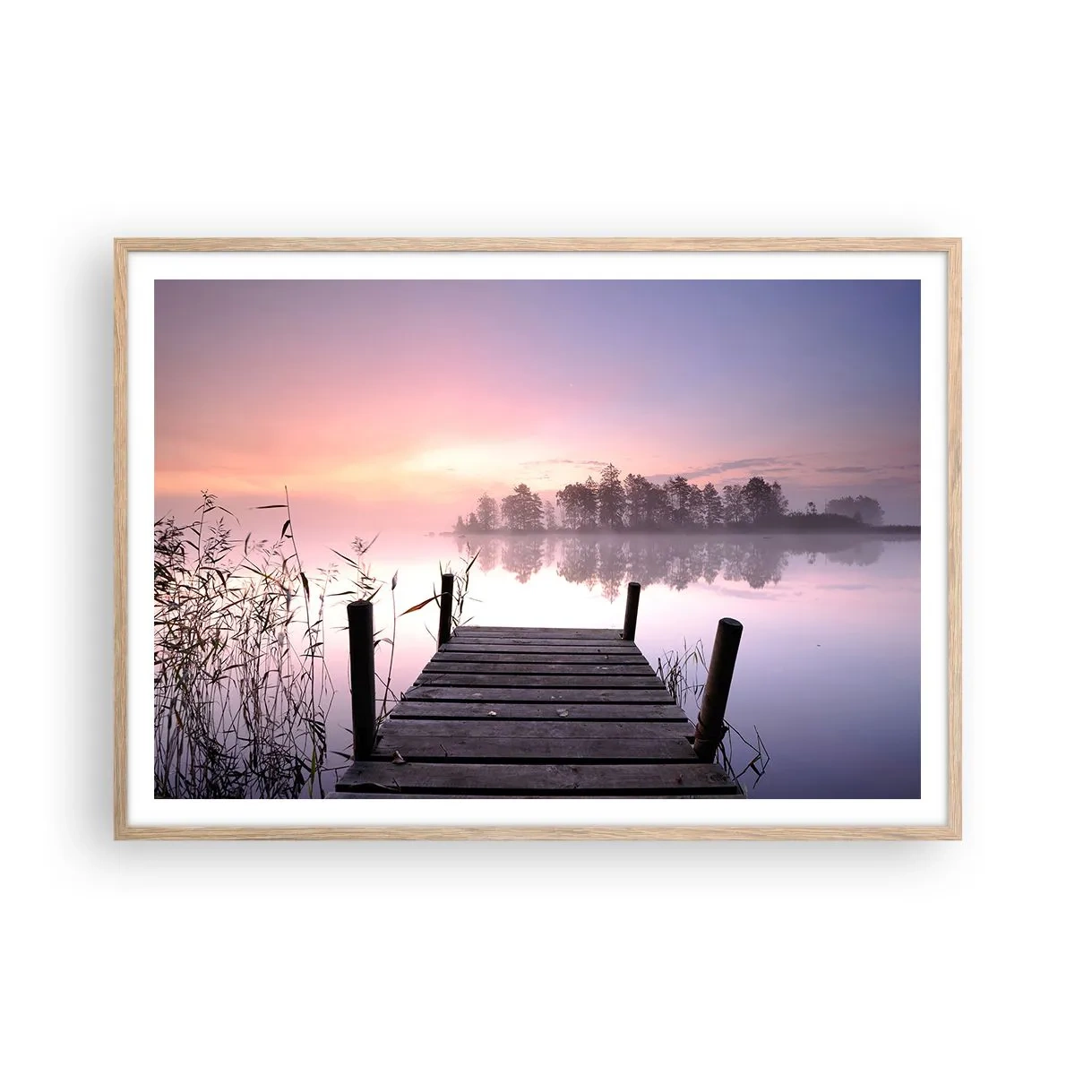 Poster in light oak frame - Out from a Lilac Fog… - 100x70 cm