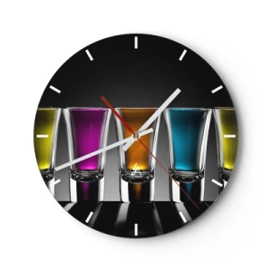 Wall clock - Clock on glass - Colours of Joy - 40x40 cm