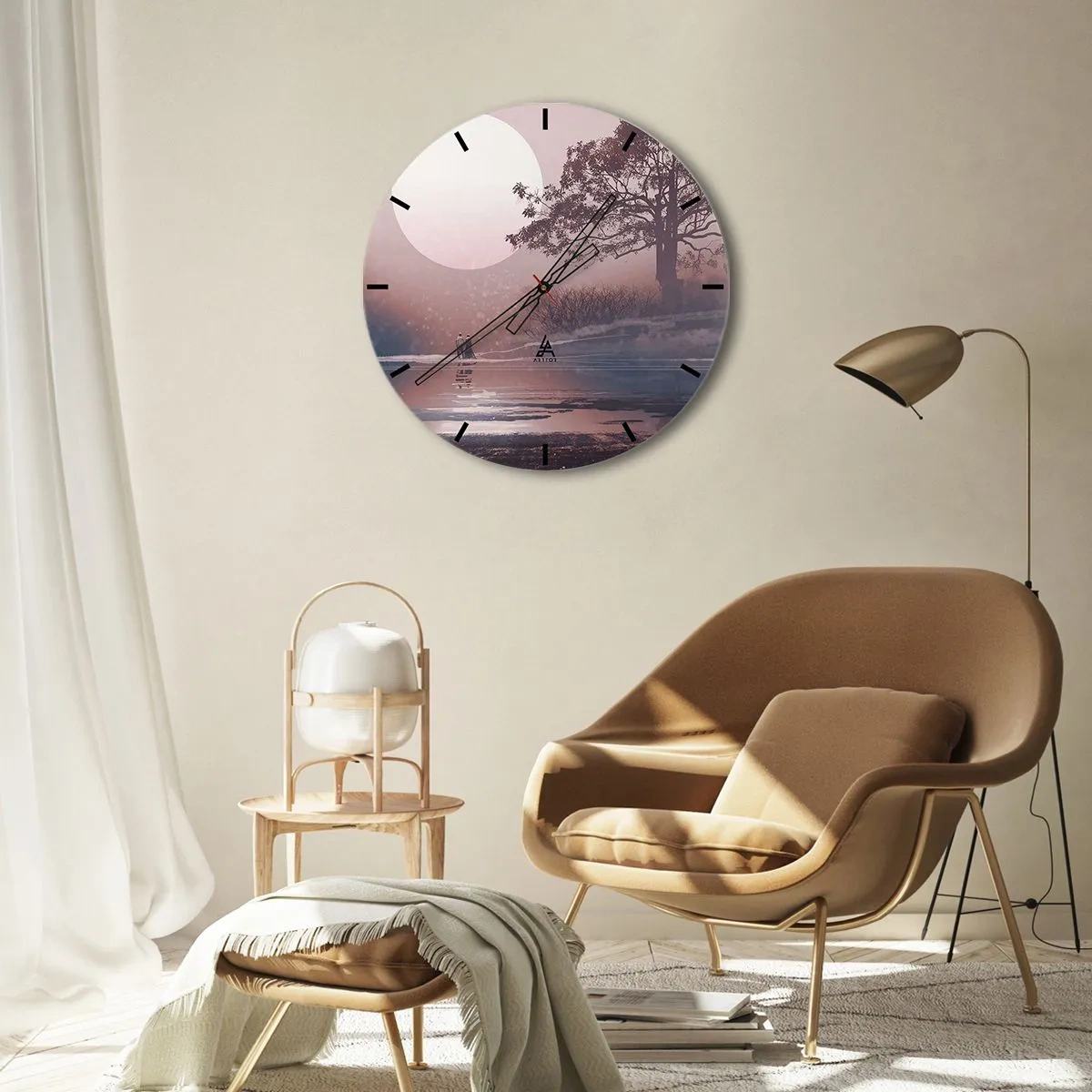 Wall clock - Clock on glass - Night Quirks - 30x30 cm