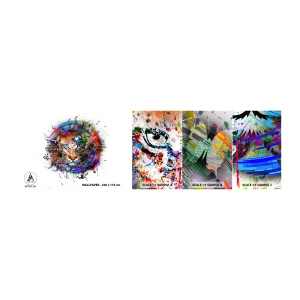 Photo Wallpaper Sample Self-Adhesive Deluxe Sticker - Behind Rainbow Curtain - Abstraction, Tiger, Graphics - 100x30 cm