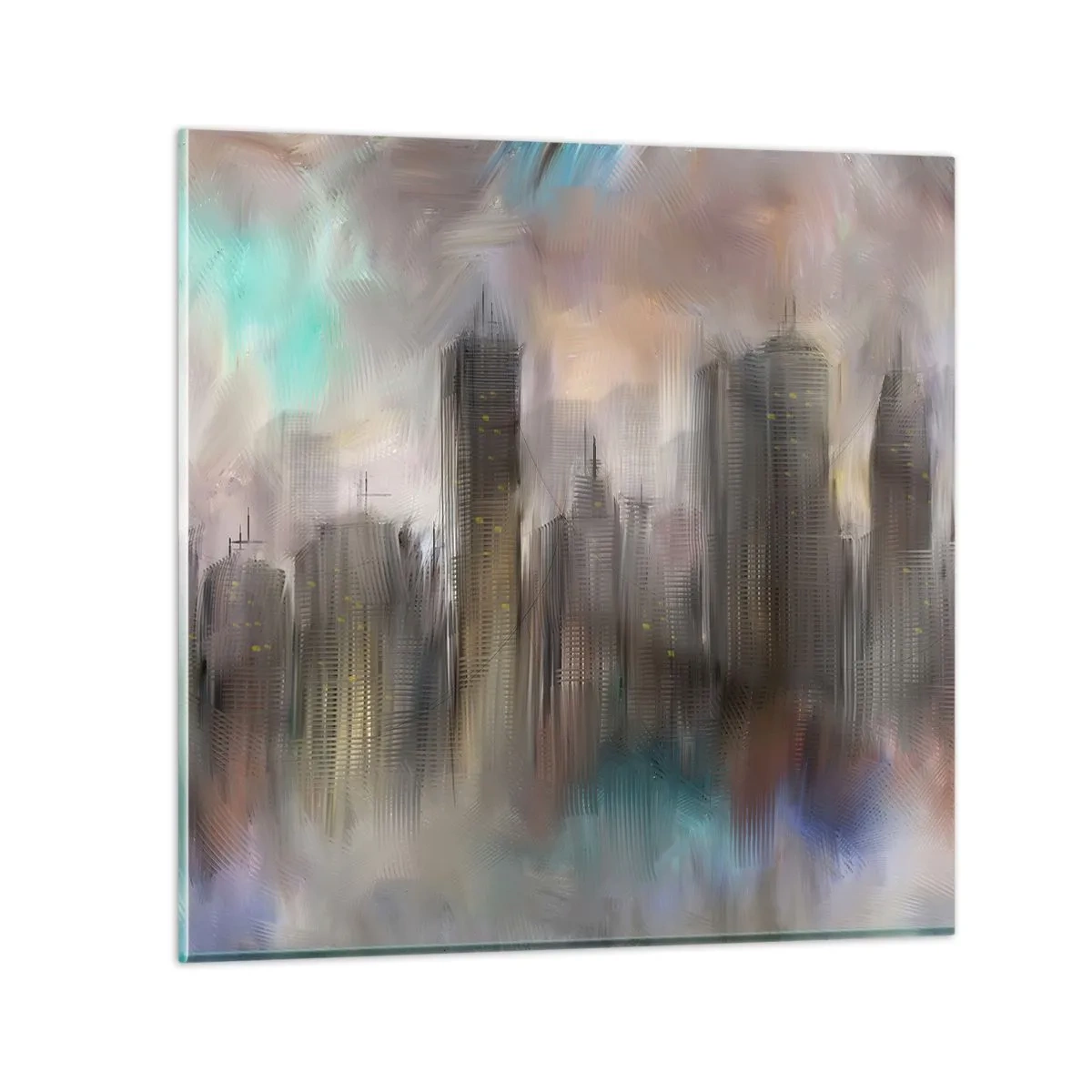 Glass picture - Composition of Steel, Stone and Fog - 50x50 cm