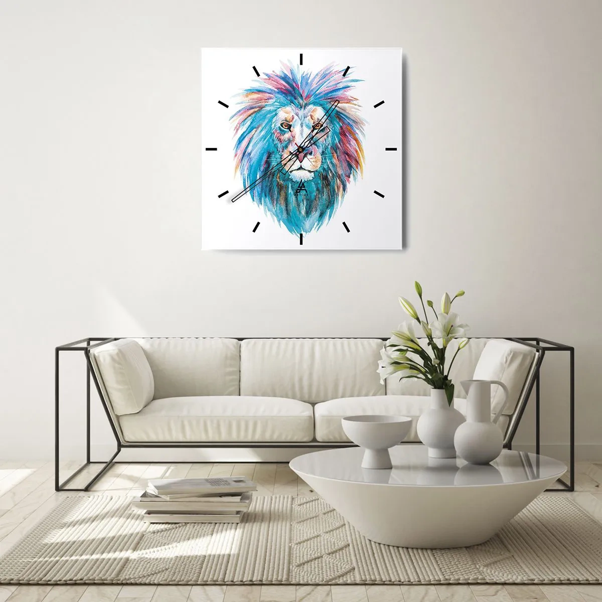 Wall clock - Clock on glass - Electrifying Aura - 30x30 cm