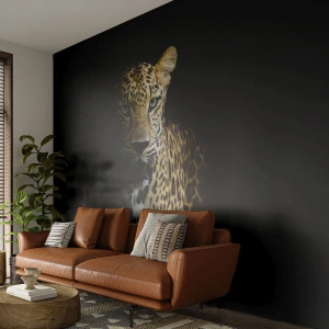 Photo Wallpaper Premium Canvas - Dark Beauty - Animals, leopard, Wild cat - 200x140 cm