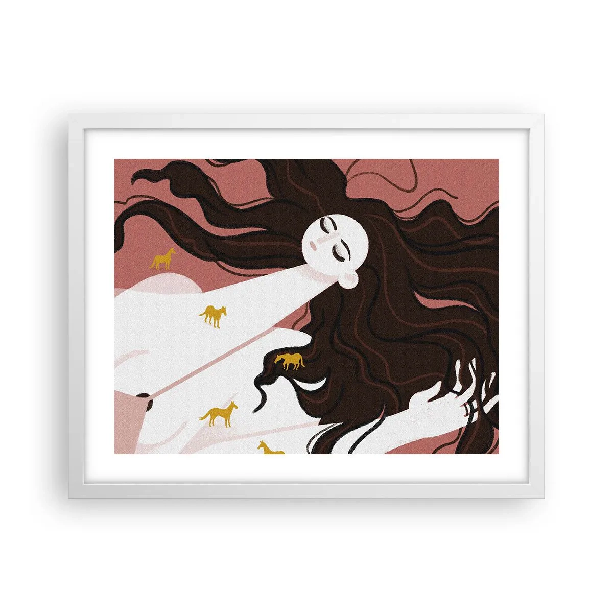 Poster in white frmae - Dream of a Golden Horse - 50x40 cm