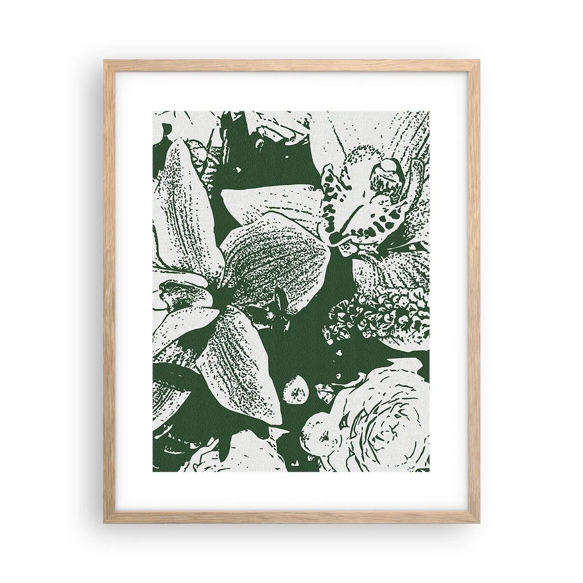 Poster in light oak frame - Bouquet - Green World - 40x50 cm