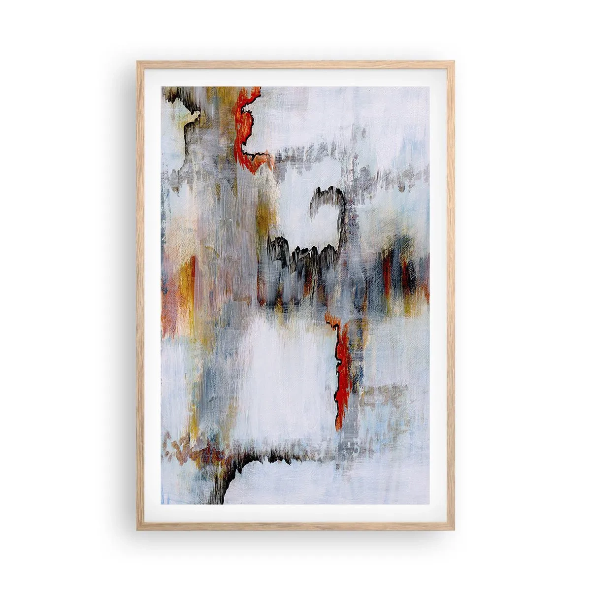 Poster in light oak frame - With a Stick on Water - 61x91 cm