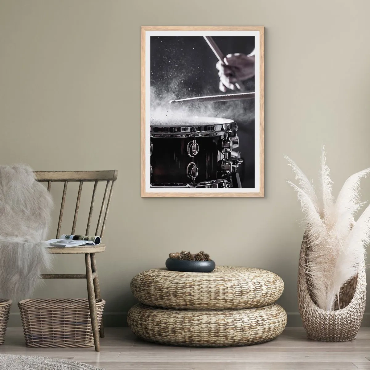 Poster in light oak frame - Pulse of Music - 50x70 cm