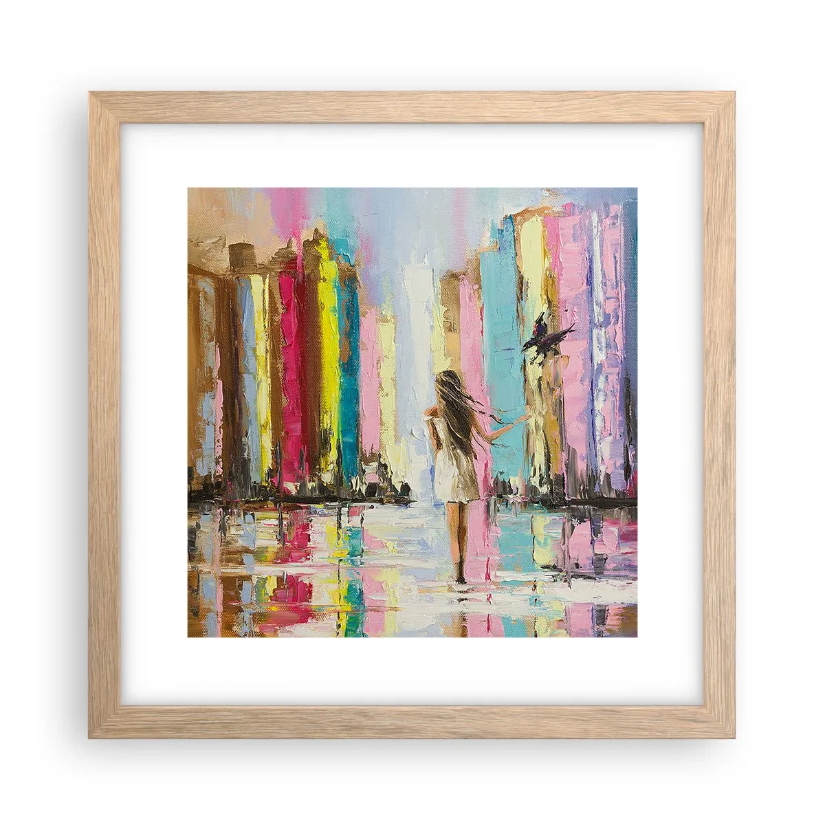 Poster in light oak frame - Follow Me - 30x30 cm