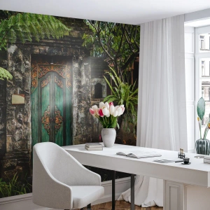 Self-Adhesive Photo Wallpaper Deluxe Sticker - Door to Exotic World - Door With Ornament, Architecture, Mystery - 450x315 cm