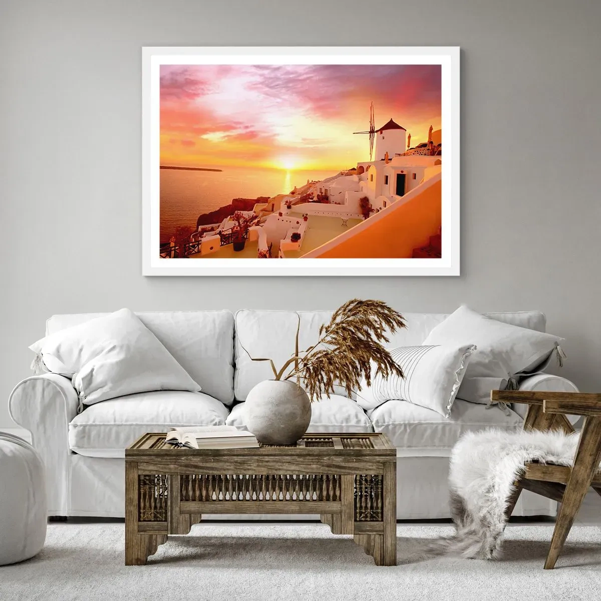Poster in white frmae - Melting in White and Gold - 40x30 cm