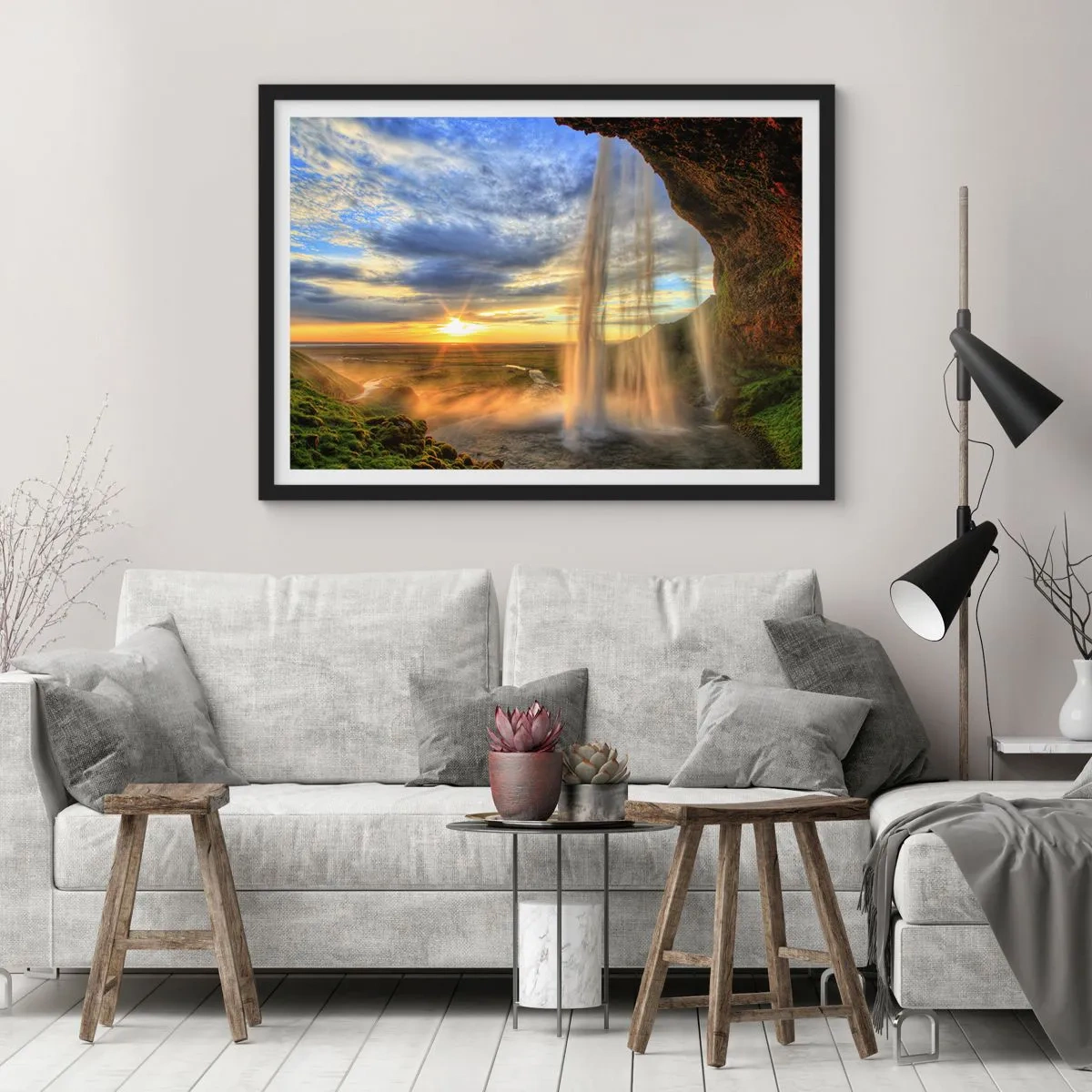 Poster in black frame - World behind Raindrops - 40x30 cm