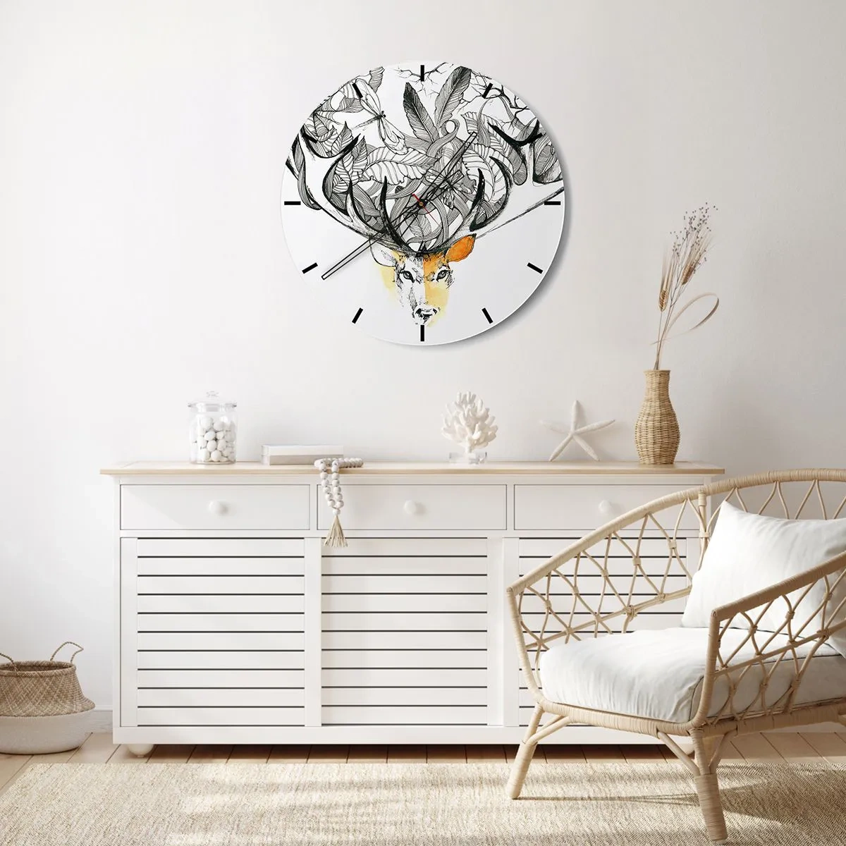 Wall clock - Clock on glass - Cornucopia - 40x40 cm