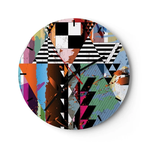 Wall clock - Clock on glass - Geometric and Organic - 40x40 cm