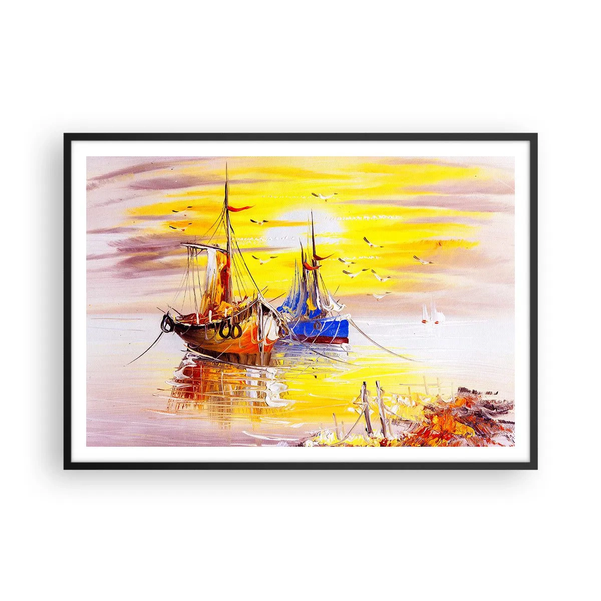 Poster in black frame - Deserved Rest in Port - 100x70 cm