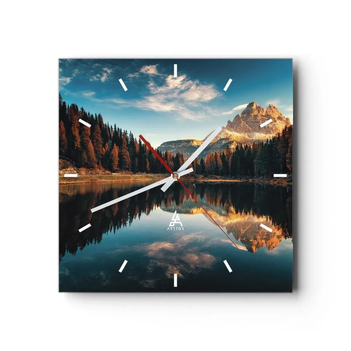 Wall clock - Clock on glass - Double Landscape - 30x30 cm