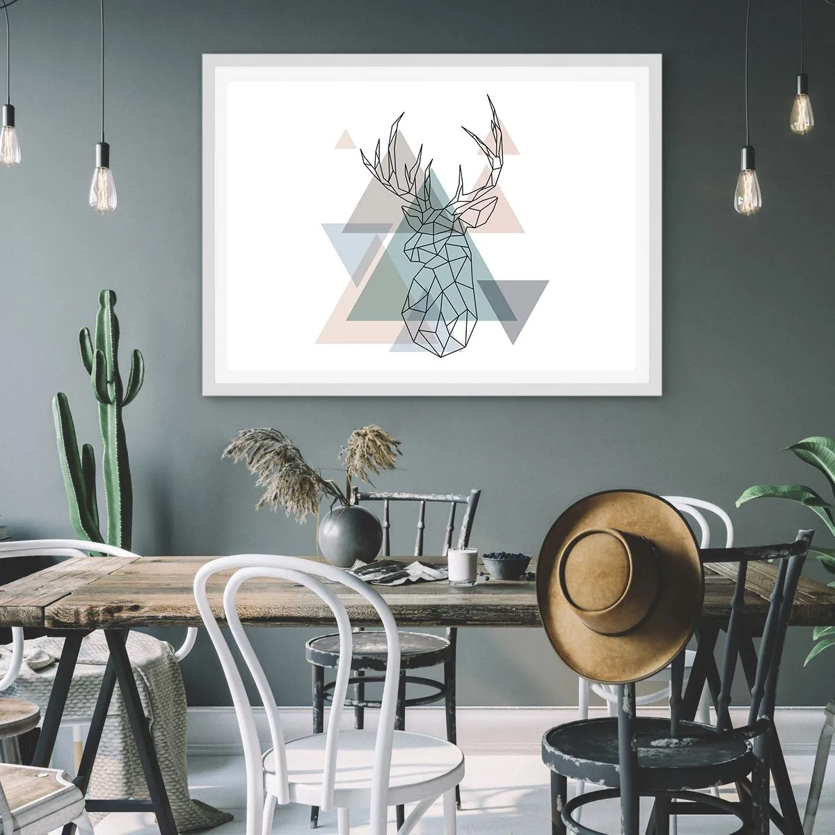 Poster in white frmae - In a Geometrical Forest - 100x70 cm