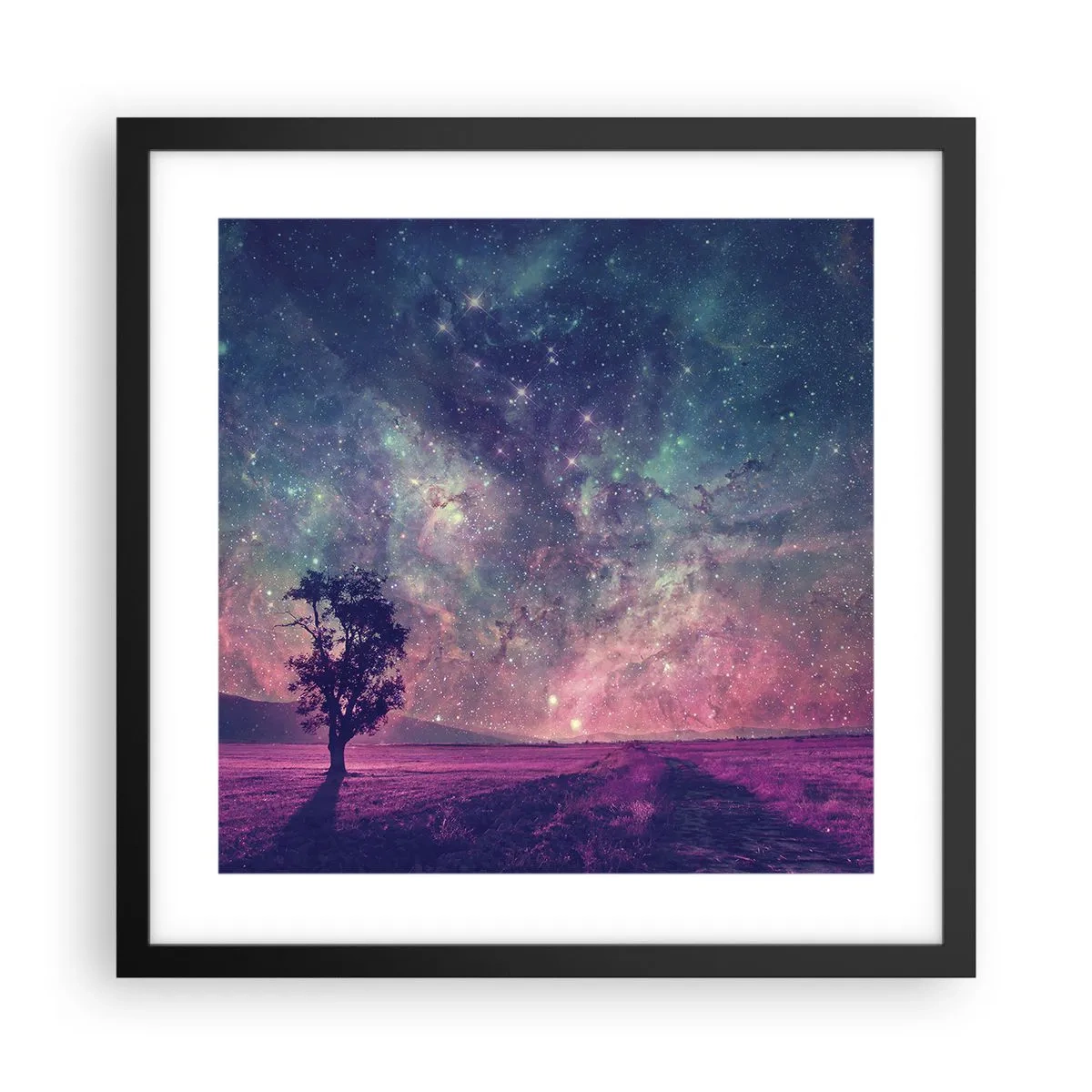 Poster in black frame - Under Magical Sky - 40x40 cm