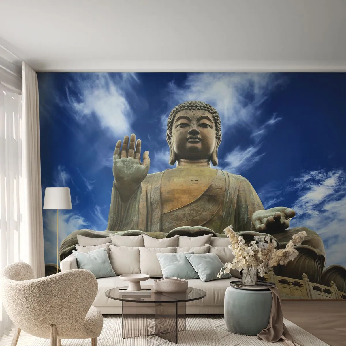 Photo Wallpaper Premium Canvas - Live Without Fear - Buddha, Religion, Asia - 100x70 cm