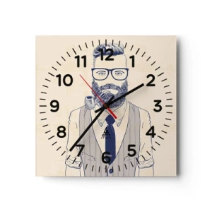 Wall clock - Clock on glass - Cheerful, Manly and Fashionable - 40x40 cm