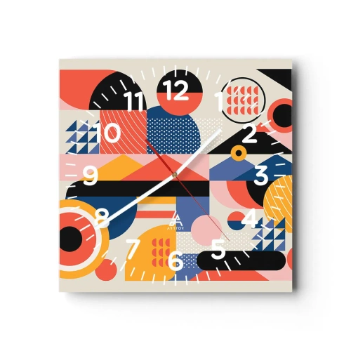 Wall clock - Clock on glass - Composition: Have Fun - 30x30 cm
