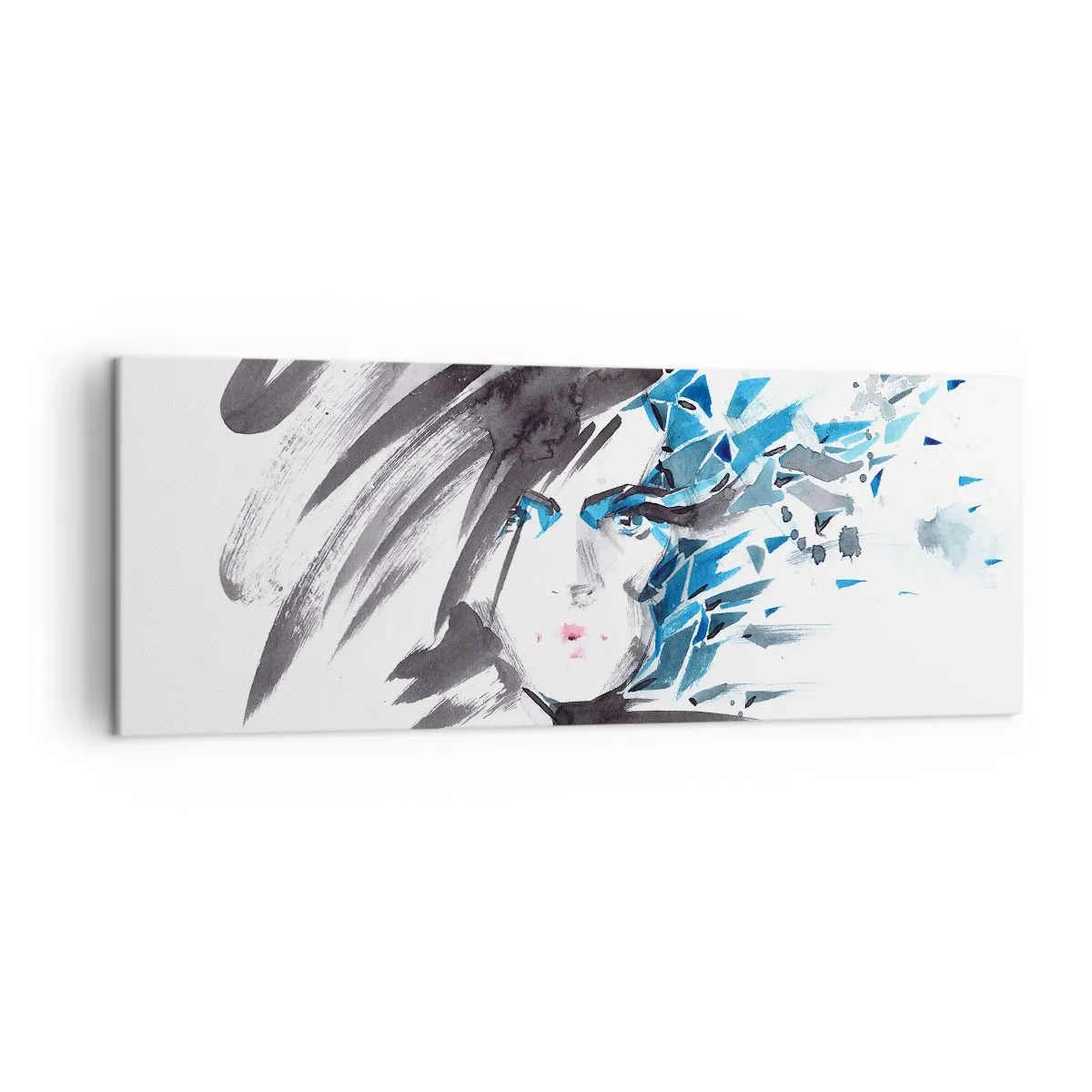 Canvas picture - Sensual Portrait in Grey and Blue - 140x50 cm