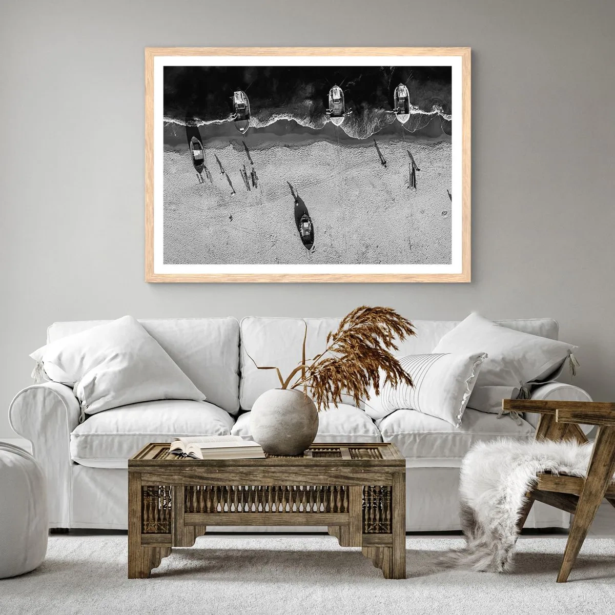 Poster in light oak frame - Still on the Shore… - 70x50 cm