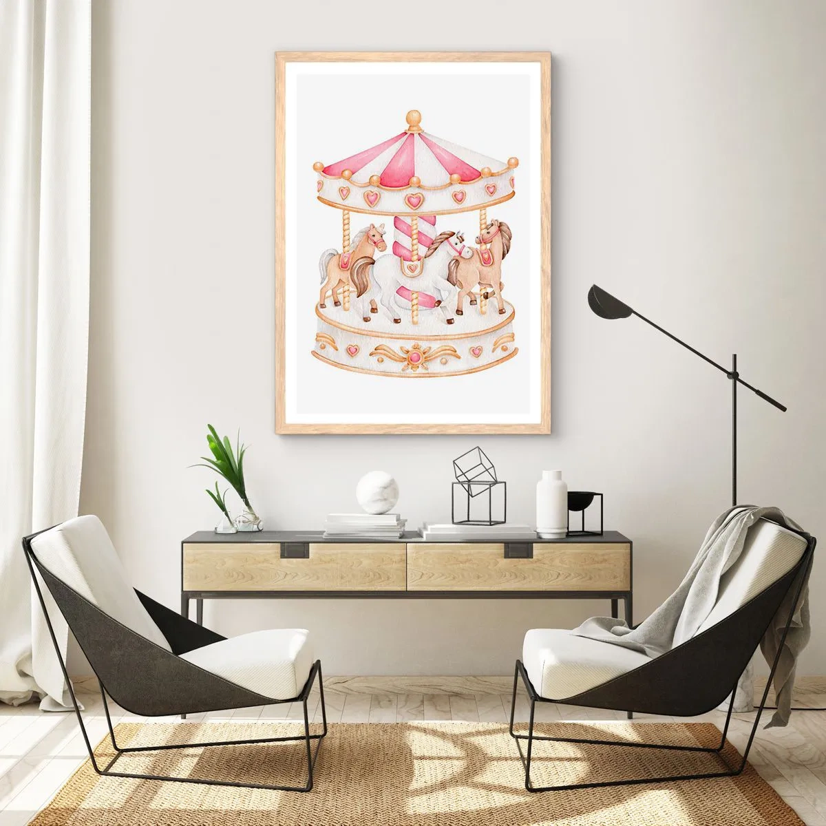 Poster in light oak frame - Sweet World of Childhood - 70x100 cm
