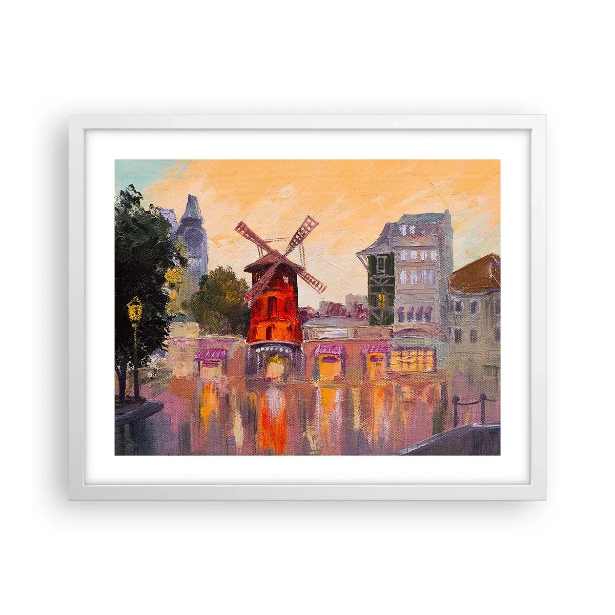 Poster in white frmae - Icons of Paris - Moulin Rouge - 50x40 cm