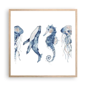 Poster in light oak frame - Sea Quirks - 60x60 cm