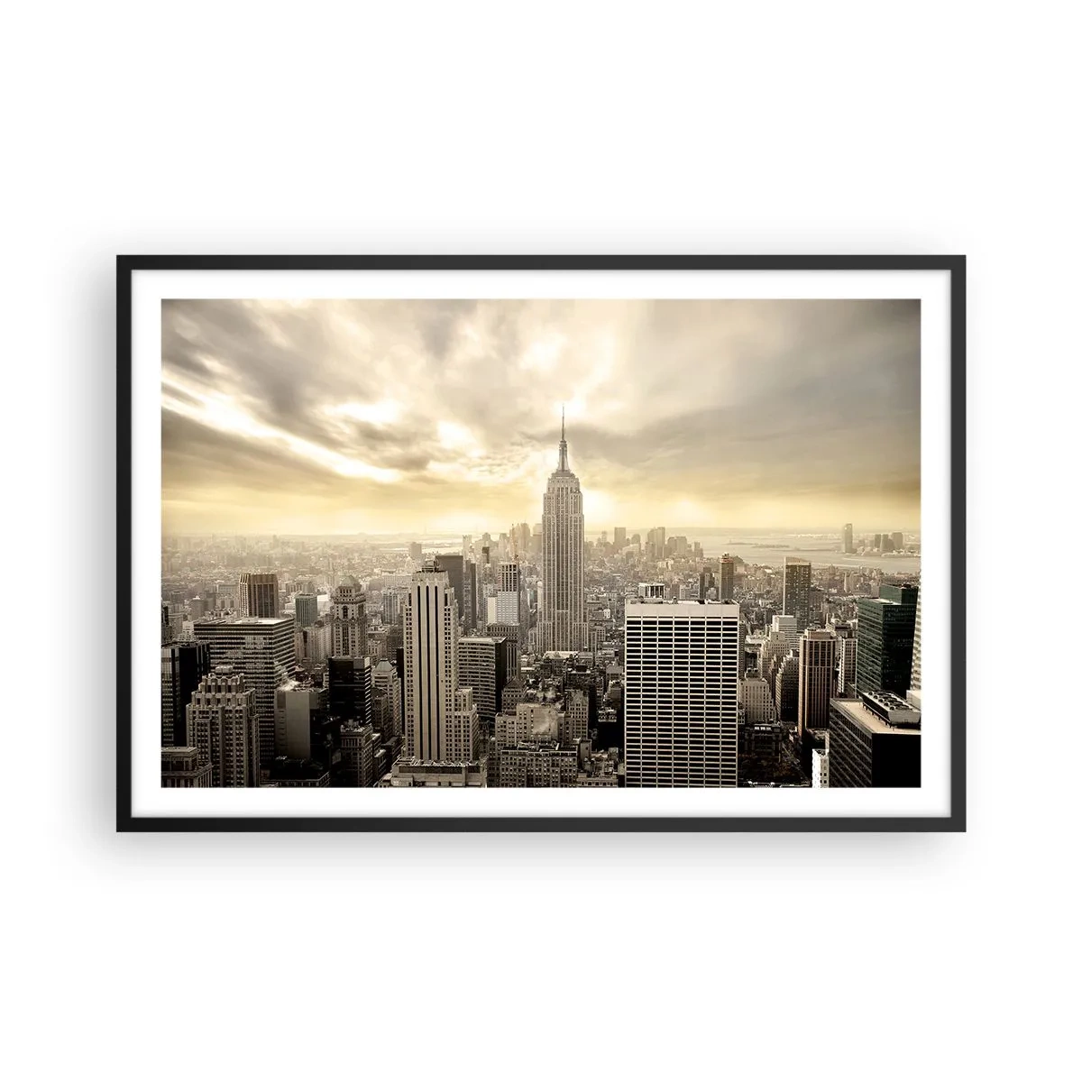 Poster in black frame - New York Woven in Grey - 91x61 cm