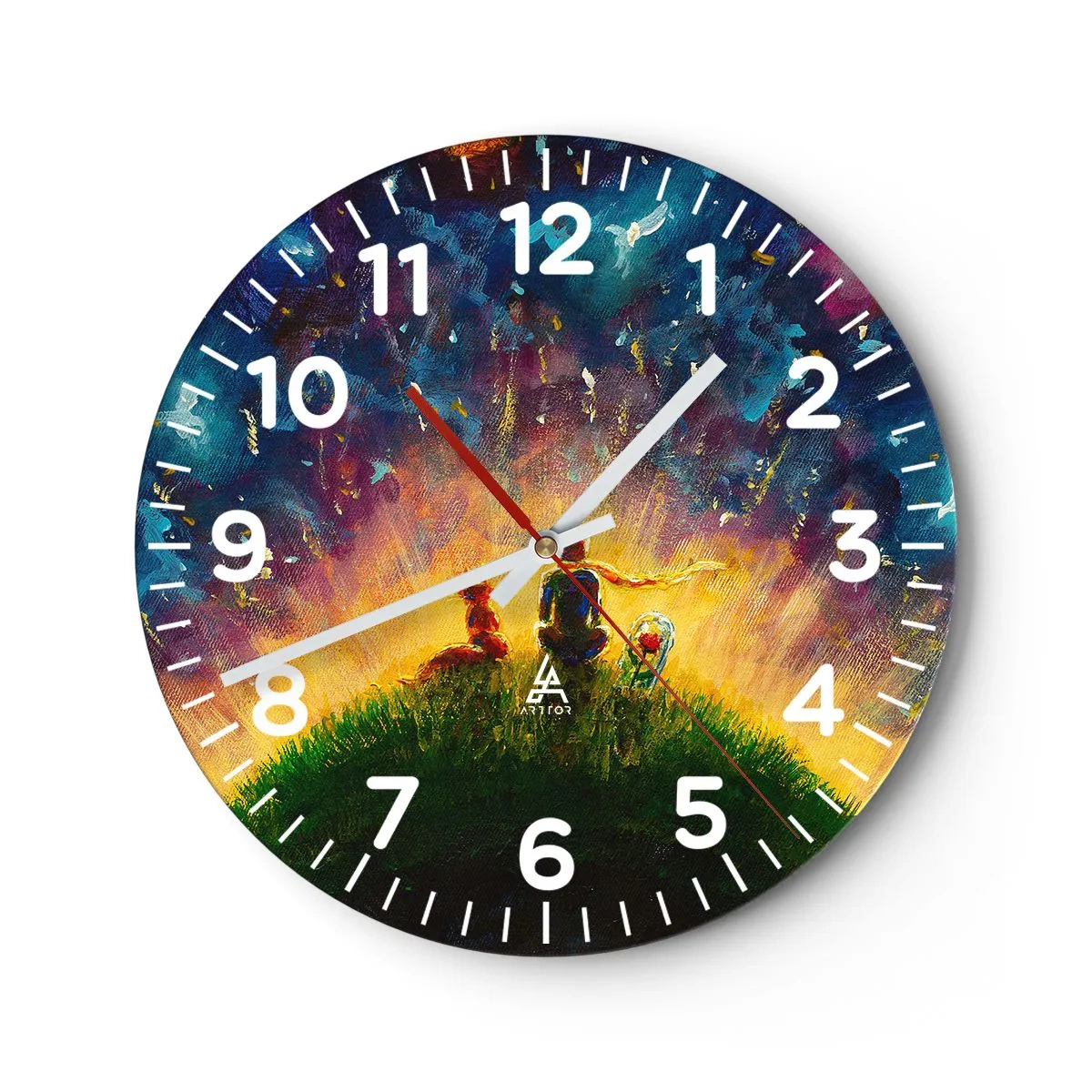 Wall clock - Clock on glass - Love and Friendship - Whole World - 40x40 cm