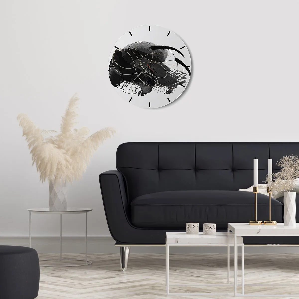 Wall clock - Clock on glass - Made from Black - 40x40 cm