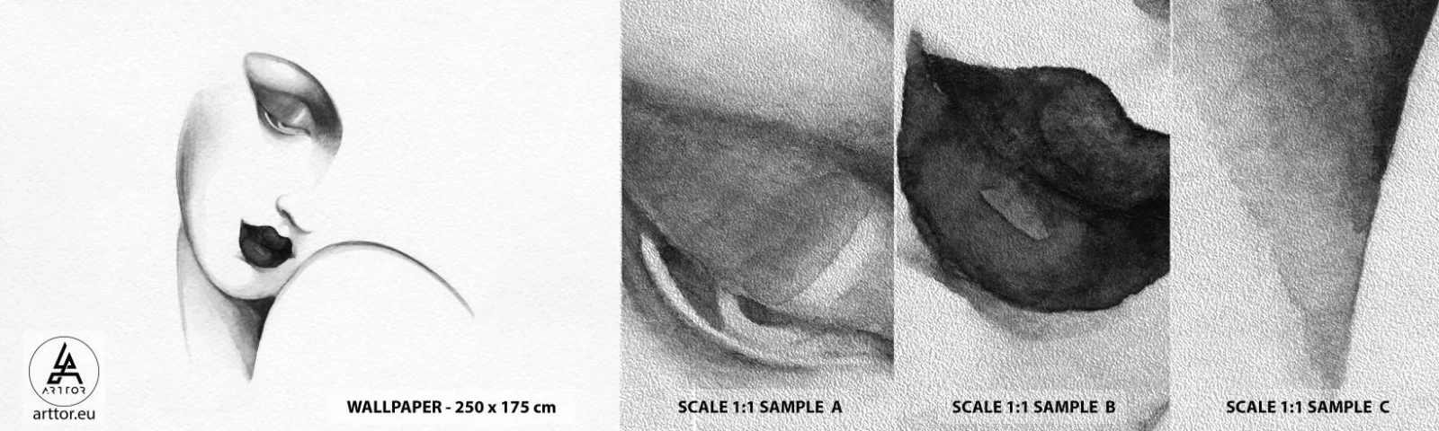 Photo Wallpaper Sample Premium Sand - Lempicka Style - Portrait of a Woman, Woman's Face, Piece - 100x30 cm