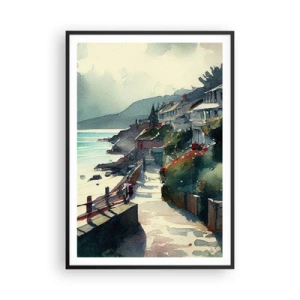 Poster in black frame - Mediterranean Town - 70x100 cm