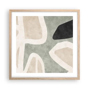 Poster in light oak frame - Composition with a Black Motif - 50x50 cm