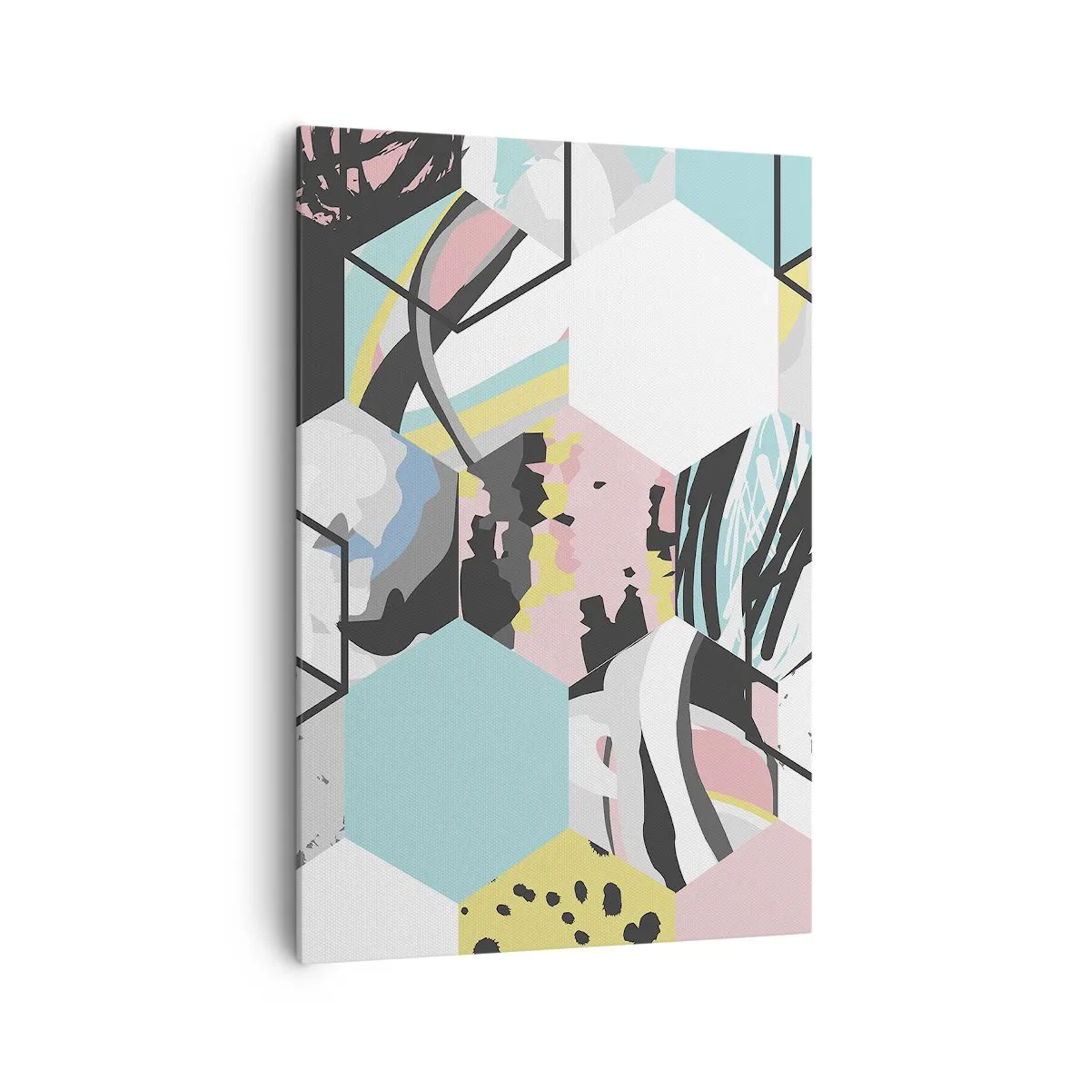 Canvas picture - Hexagons and Cubes in Six Colours - 70x100 cm