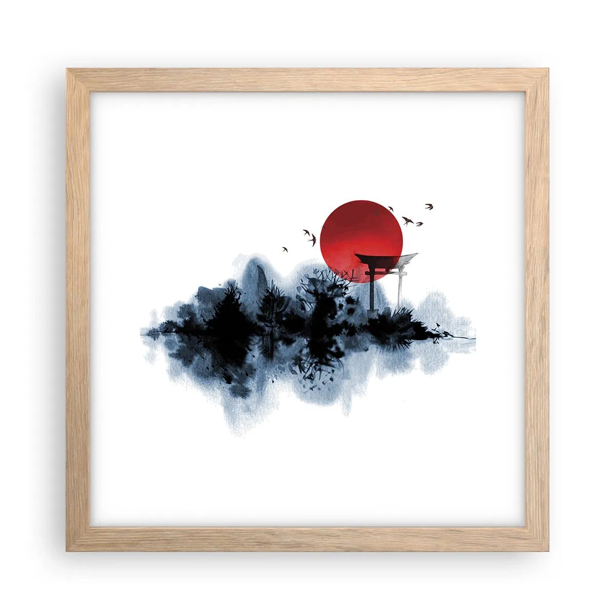 Poster in light oak frame - Japanese View - 30x30 cm