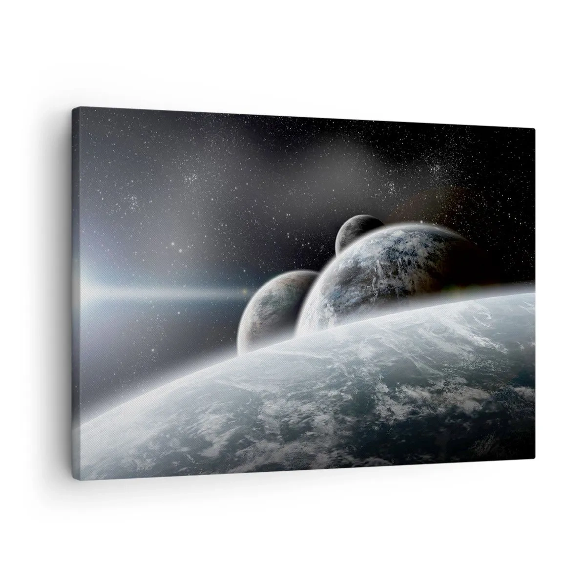 Canvas picture - Planets in space against the background of stars and galaxies - 70x50cm - Space Music of Spheres - Modern wall decoration for the living room and bedroom ARTTOR