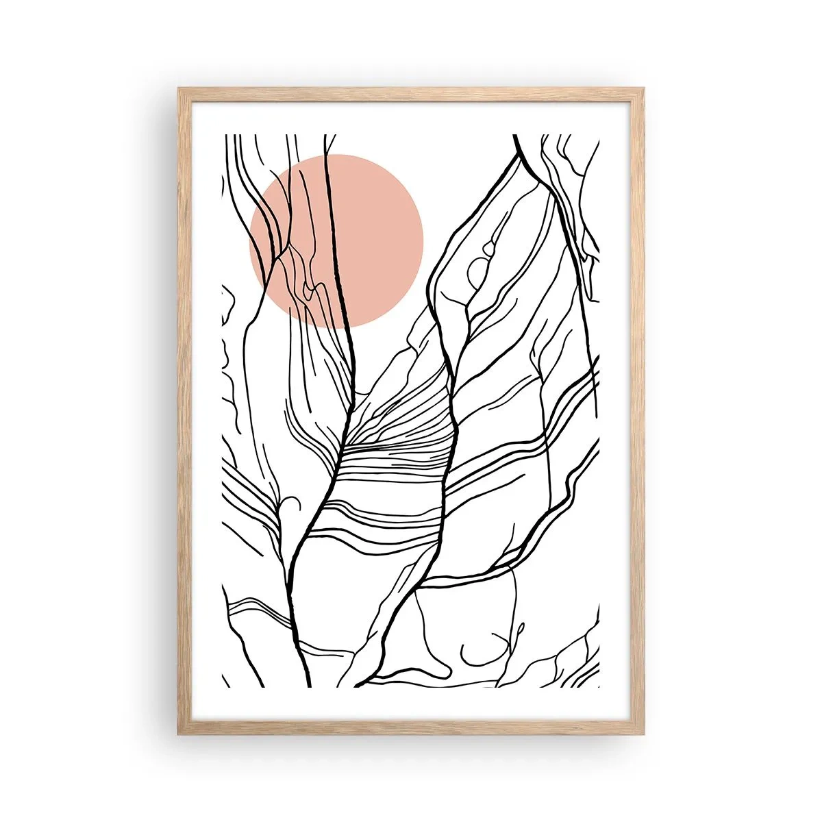 Poster in light oak frame - In a Web of Twigs - 50x70 cm