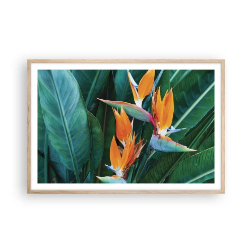 Poster in light oak frame - Is It a Flower or a Bird? - 91x61 cm